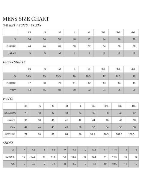 christian Dior clothing size chart